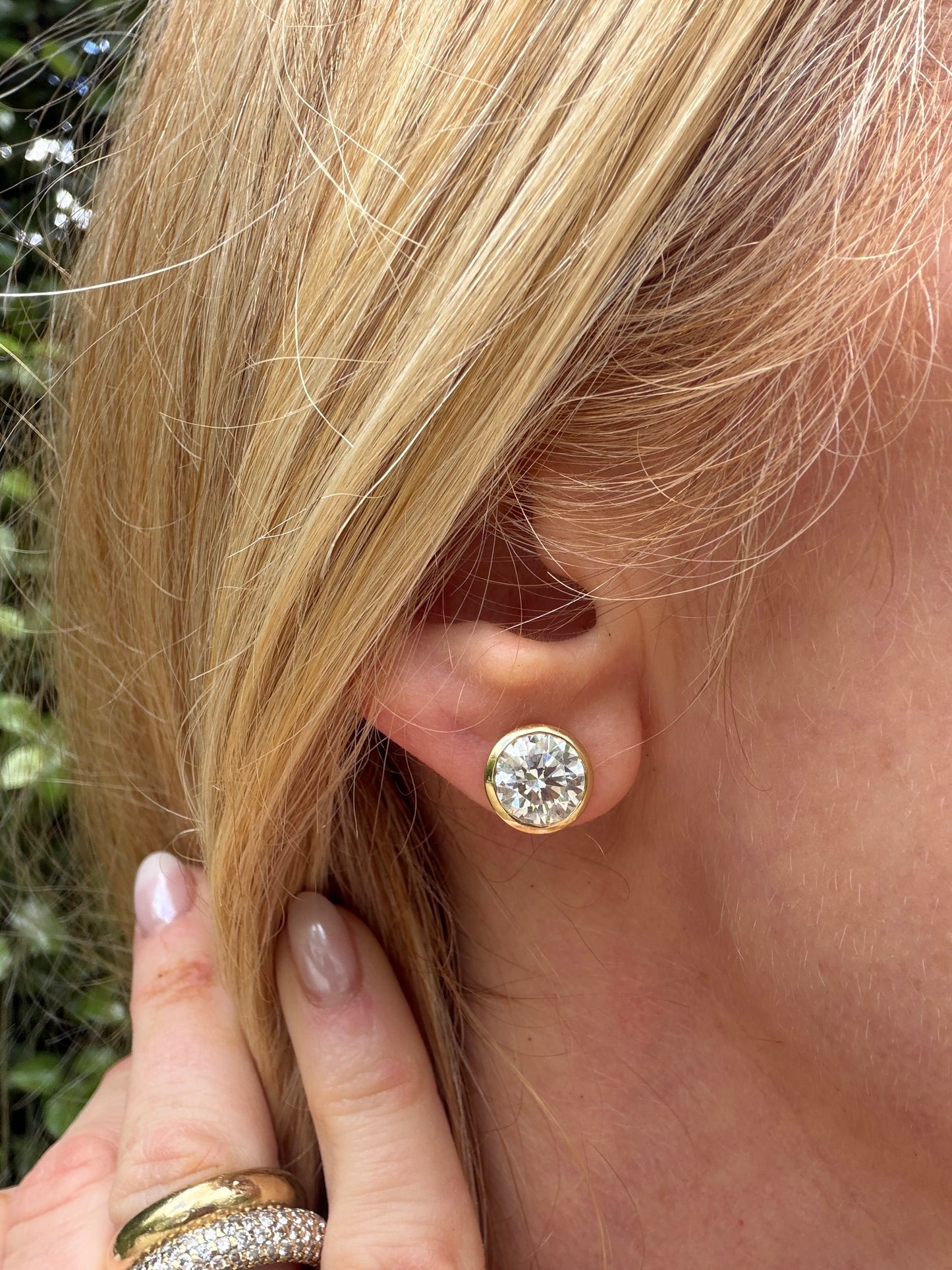 PRE-ORDER Perfectly Propped Pillow bezel set lab grown diamond studs