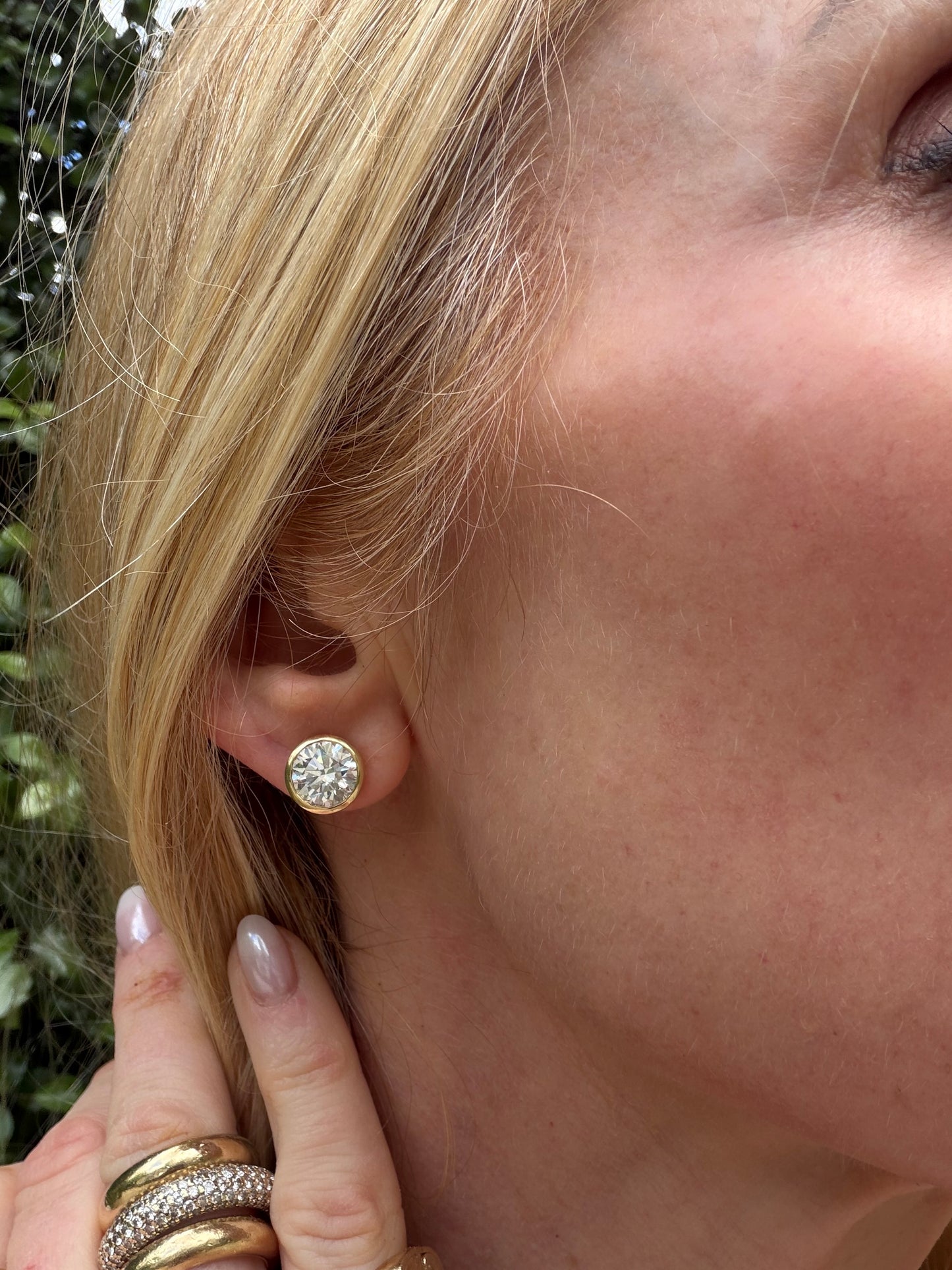 PRE-ORDER Perfectly Propped Pillow bezel set lab grown diamond studs